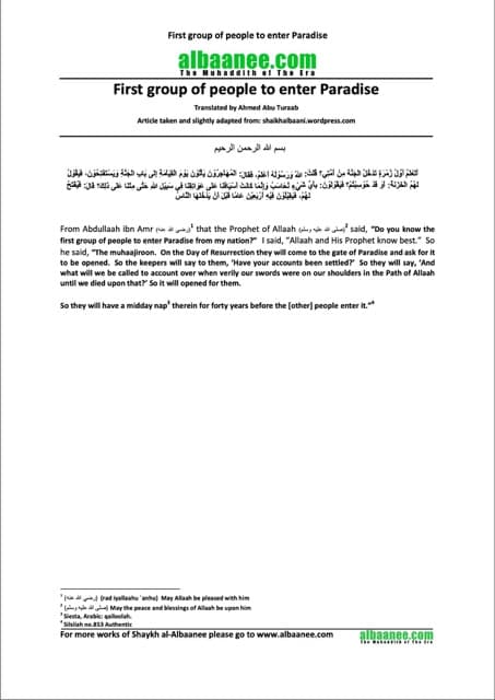 First group of people to enter Paradise