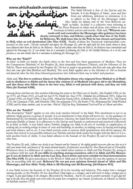 An Introduction to the Salafi Da’wah