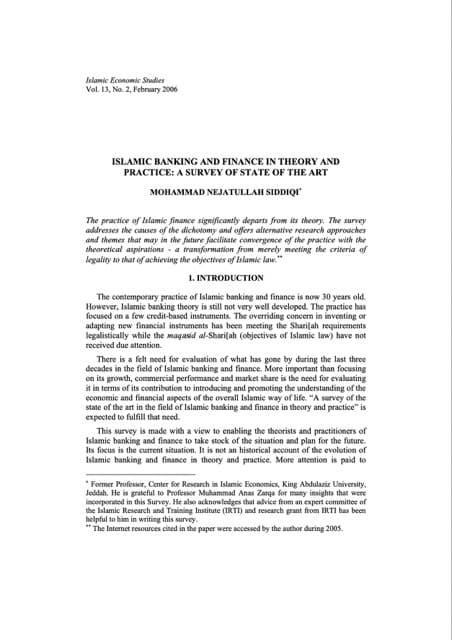 Islamic Banking And Finance in Theory and Practice: A Survey of State of The Art