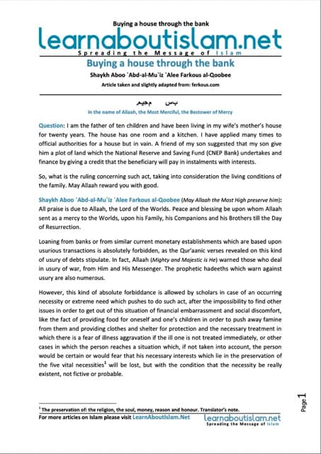 Buying a house through the bank