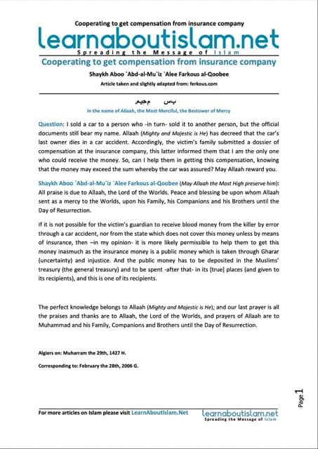 Cooperating to get compensation from insurance company