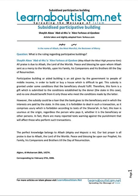 Subsidised participative building