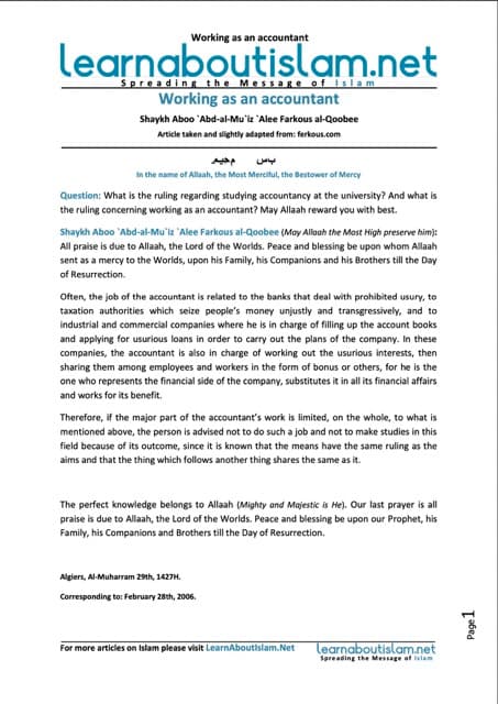 Working as an accountant