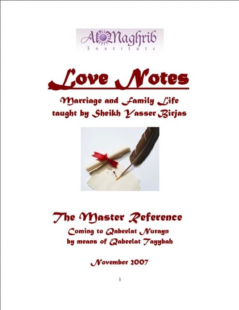 Love Notes: Marriage and Family Life