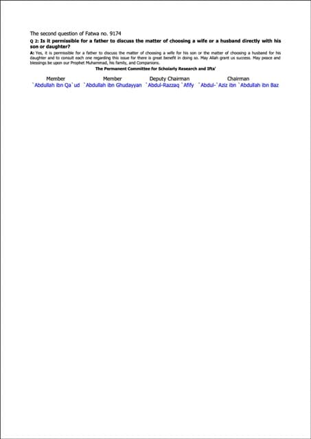 Advising the children regarding choosing a spouse