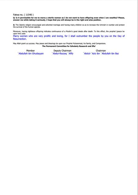 Marrying a sterile person