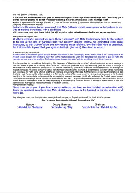 Marrying a woman without paying Mahr