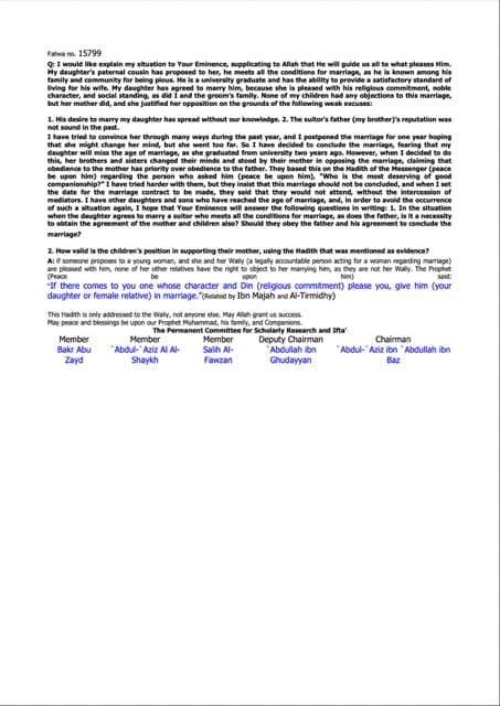 Relatives are not allowed to reject a suitor, if a woman and her guardian accepted him