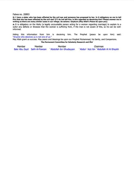 Telling the suitor about the fiancee’s disease