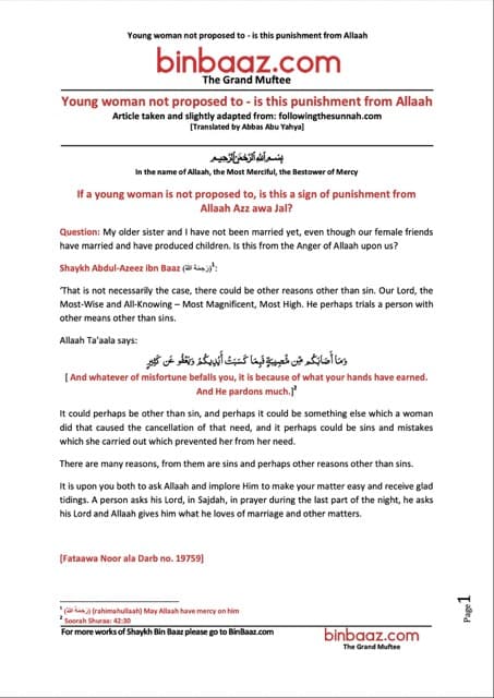 Woman not proposed to, Ibn Baz