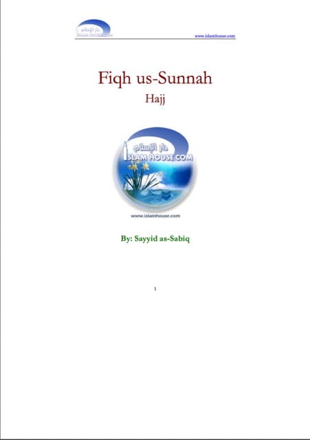 Fiqh As-Sunnah The Book Of Hajj