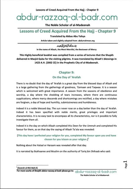 On the Day of ‘Arafah