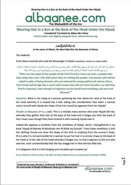 Wearing Hair in a Bun at the Back of the Head Under the Hijaab, al-Albaani