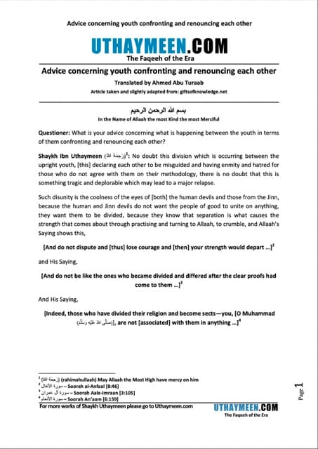 Advice concerning youth confronting each other