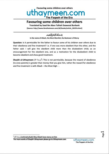 Favouring some children over others