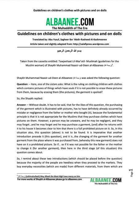 Guidelines on children’s clothes with pictures and on dolls